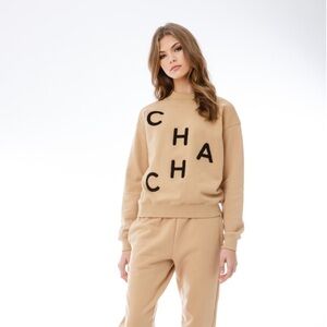 EllandEmm Cha Cha Tan Crewneck Sweatshirt Size Large